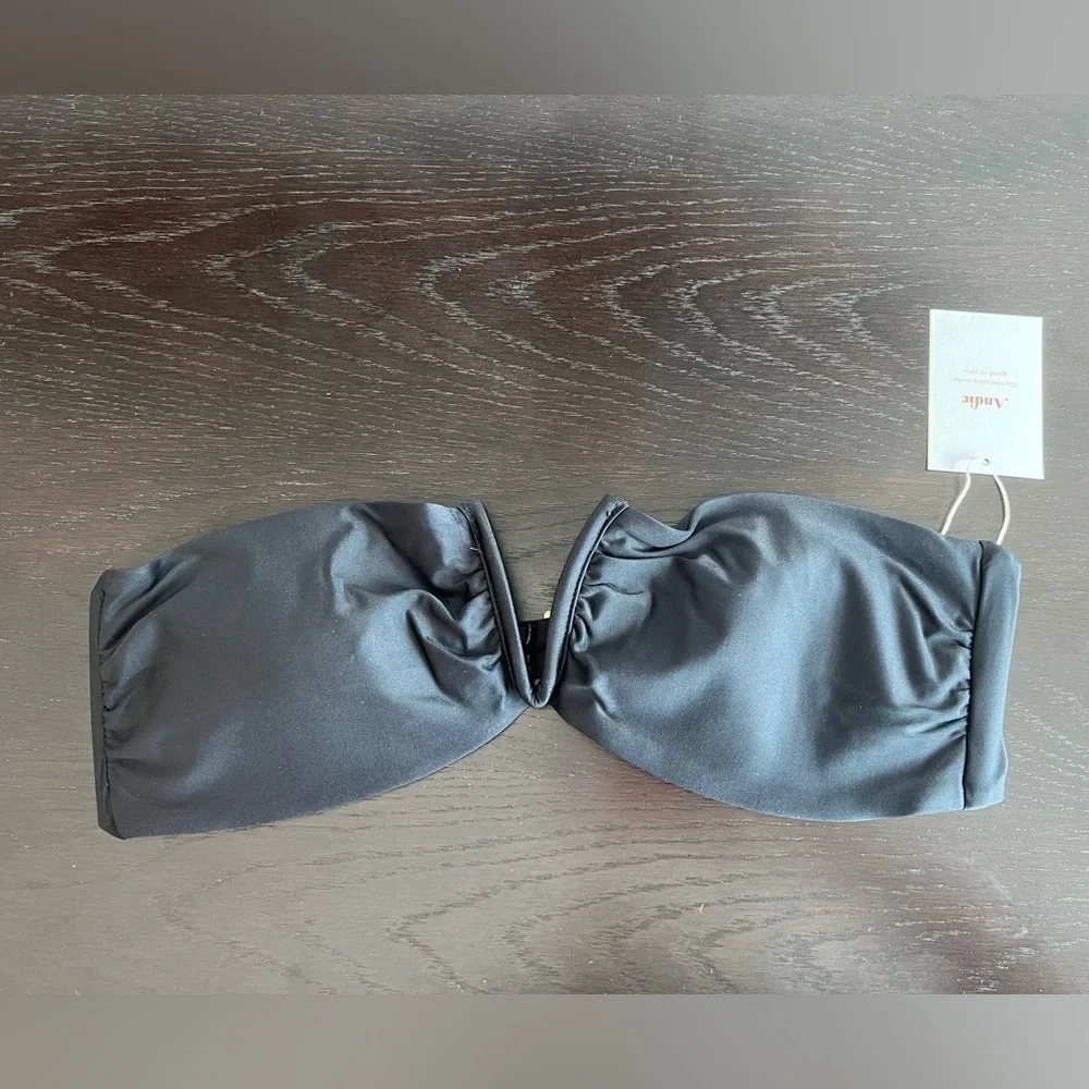 Andie Swim Black Bandeau Padded Scala bikini top NWT